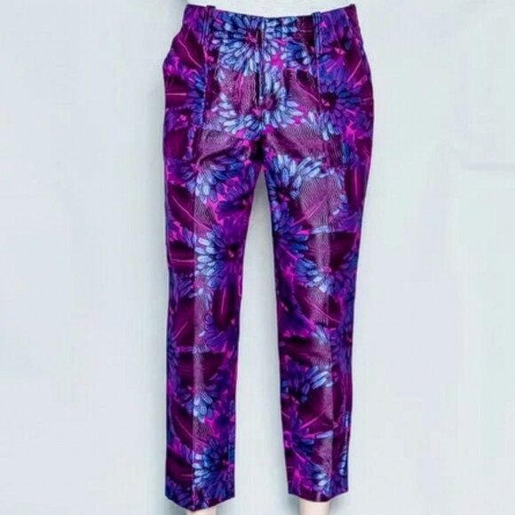 NEW J. Crew Garden Ankle Crop Pants Midnight Floral Jacquard NWT - Picture 1 of 10